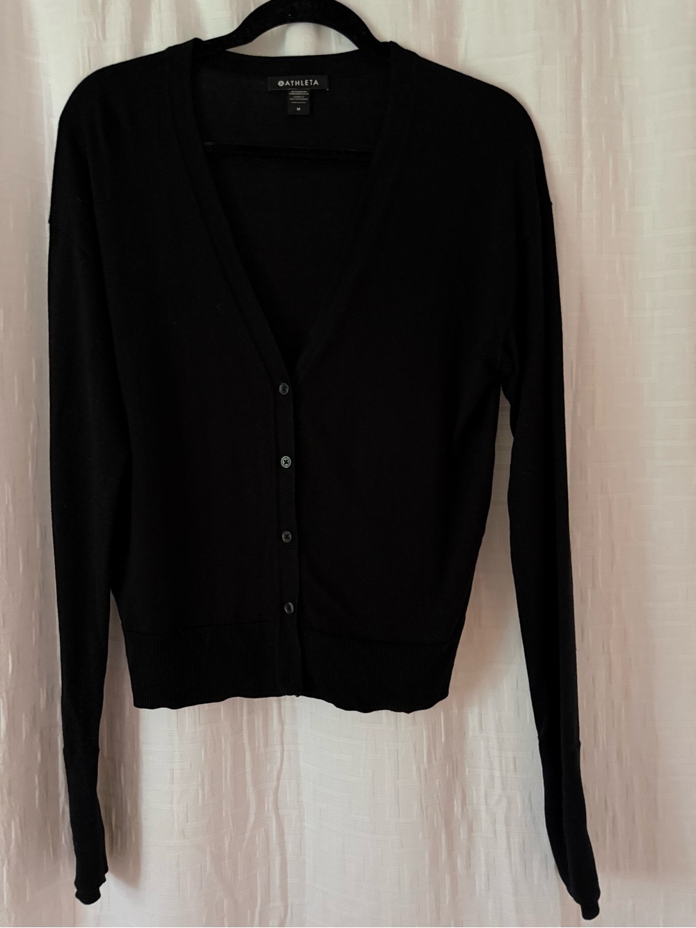 Athleta Black V-Neck Button Front Cardigan Sweater Size M